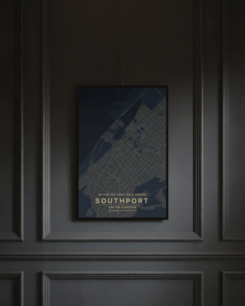 Framed dark Starframer poster displayed on a moody panelled wall